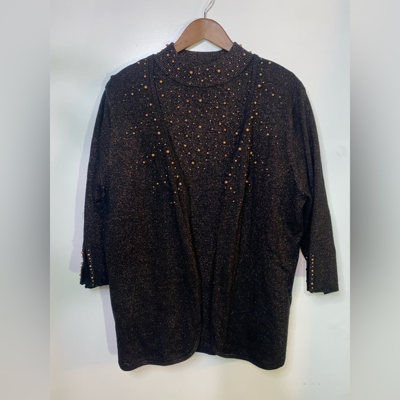 Ladies sweater set in gold & black - size 2XL - Picture 1 of 5